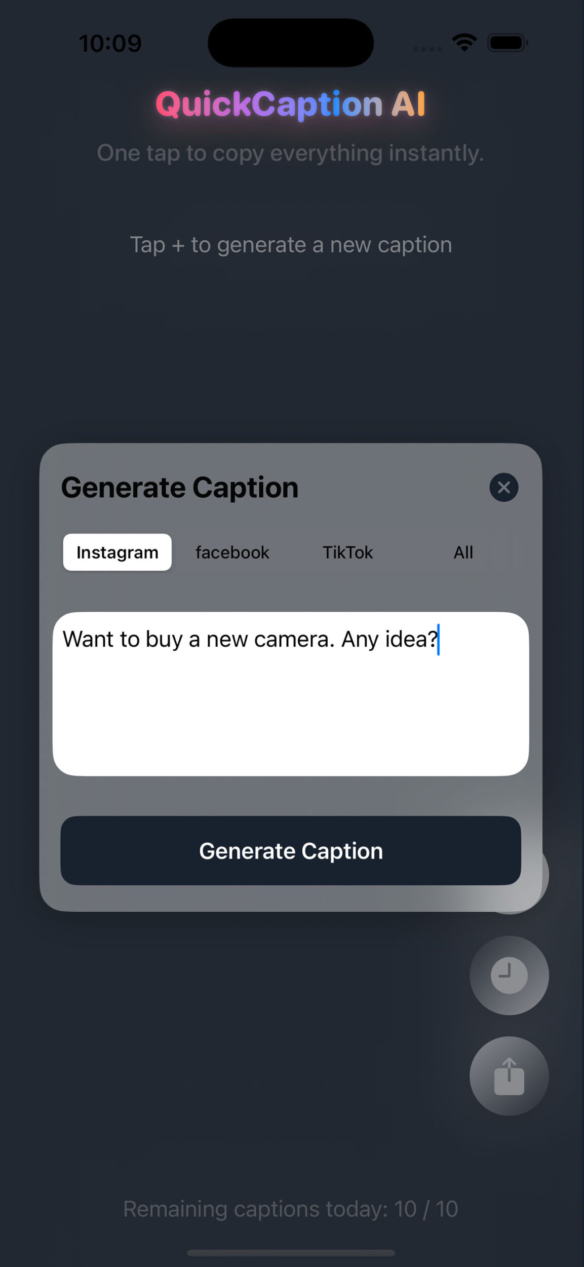 QuickCaption AI iOS App: Generate Captions with Trending Hashtags Instantly 1 QuickCaption AI iOS App: Generate Captions with Trending Hashtags Instantly