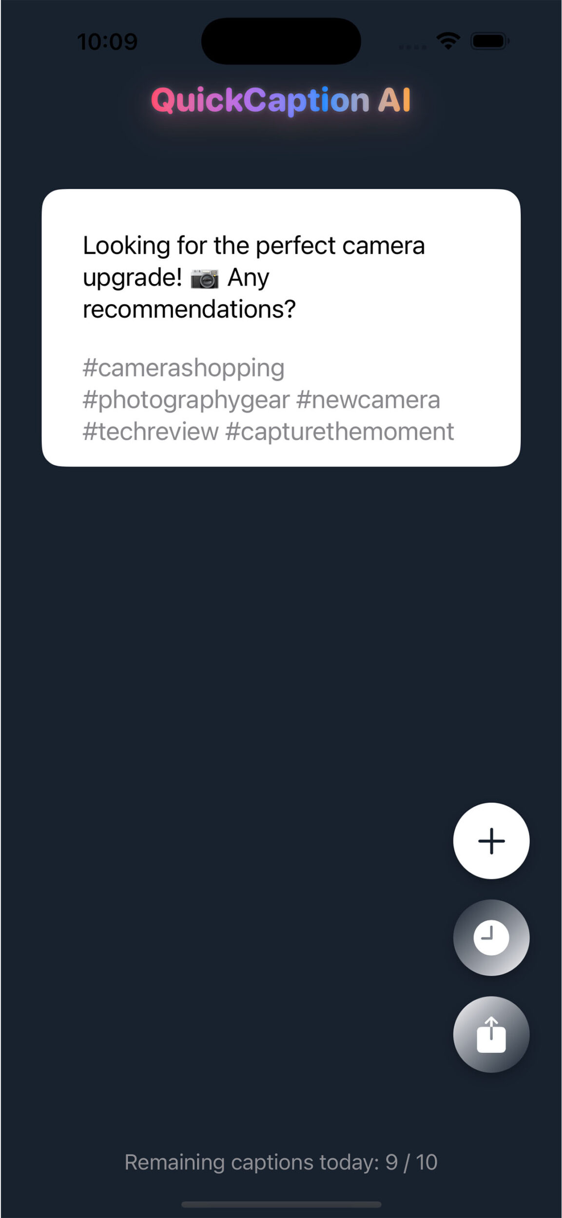 QuickCaption AI iOS App: Generate Captions with Trending Hashtags Instantly 2 QuickCaption AI iOS App: Generate Captions with Trending Hashtags Instantly